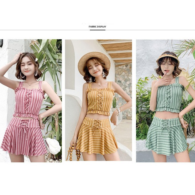 Bikini 2 mảnh Caro 4389 [Freeship] Đồ bơi đi biển Váy Caro đẹp, xinh [Hàng có sẵn] mẫu mới Hè 202