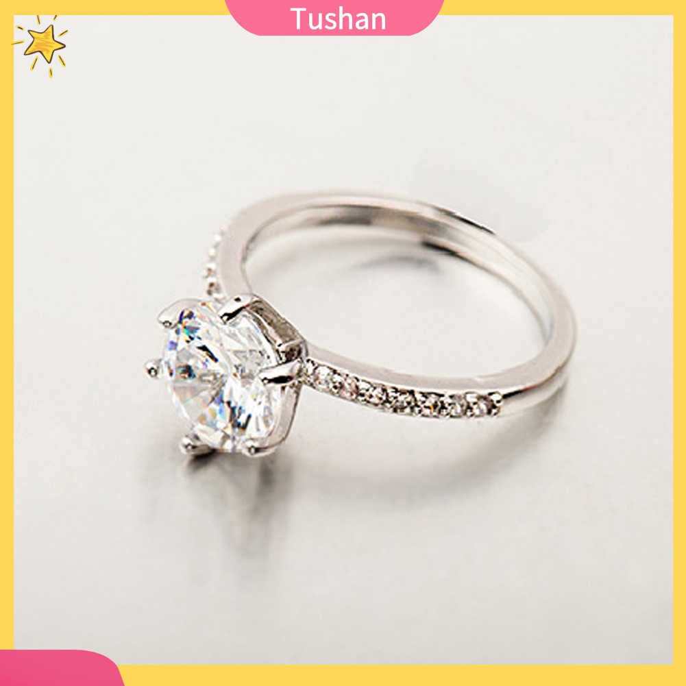 Nhẫn Đính Hôn Đính Đá Zircon Thời Trang Sang Trọng