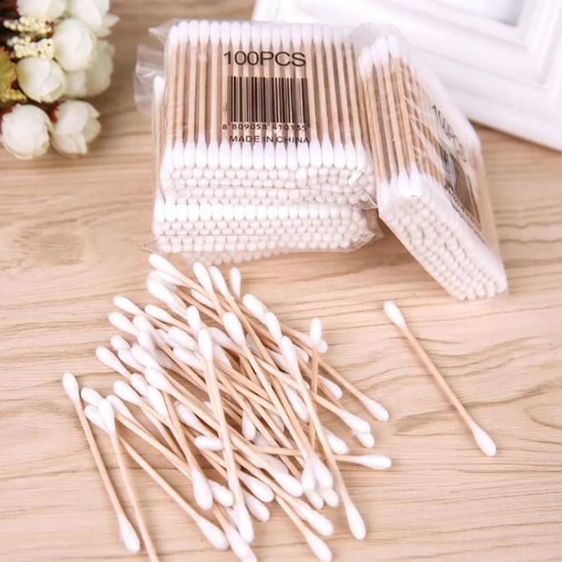 New 30/100 Ultra Small Disposable Cotton Swabs Lint Free micro Wood Brushes