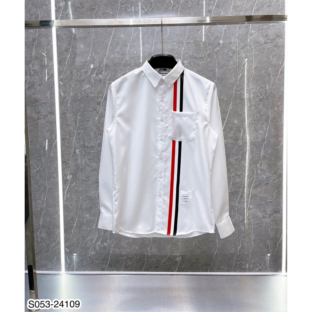 Áo Sơ Mi Dài Tay Nam Thom Thêu Chó Vàng Hot Hit - Áo Sơ Mi Nam Thom Thêu Viền Kẻ Dọc Siêu Hot