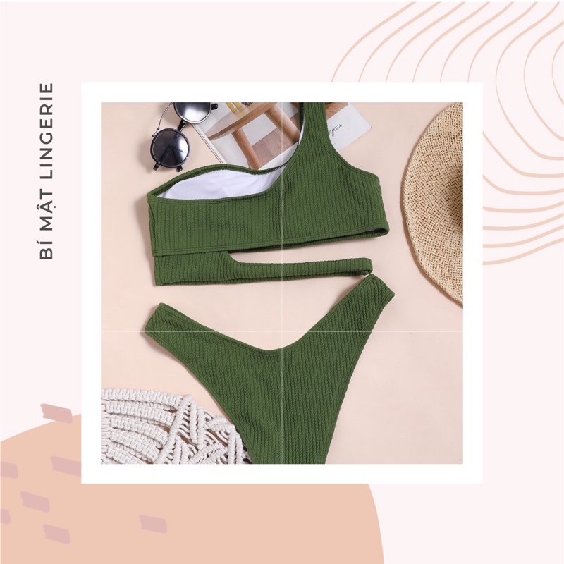 Bikini đồ bơi sexy thun tăm xanh rêu sexy sẵn hàng đủ size hot trend 2023