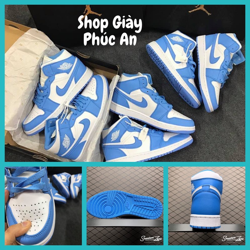 Giày sneaker 𝐍𝐈𝐊𝐄 𝐀𝐈𝐑 𝐉𝐎𝐑𝐃𝐀𝐍 1 Mid Unc University xanh dương Full size nam nữ