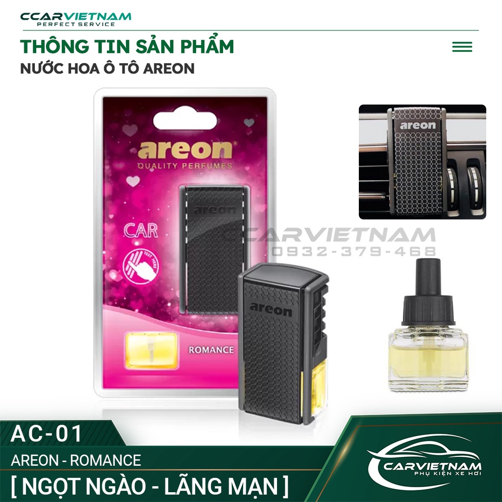 Nước Hoa Ô Tô Areon Cao Cấp Kẹp Cửa Gió Điều Hòa - Nước Hoa Khử Mùi Xe Hơi, Chống Say Xe