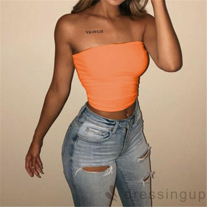 Áo ống crop top thiết kế không tay hở lưng quyến rũ thời trang cho nữ