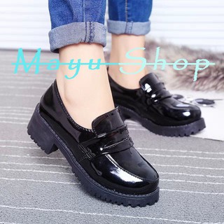 Giày học sinh Nhật đen bóng Giày Cosplay