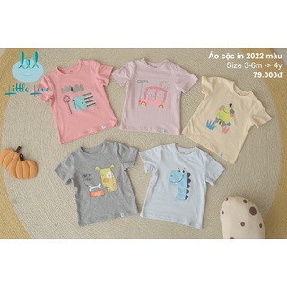 Áo phông áo thun cộc tay cài vai in hình Little Love siêu mềm mịn cho bé(7-18kg)