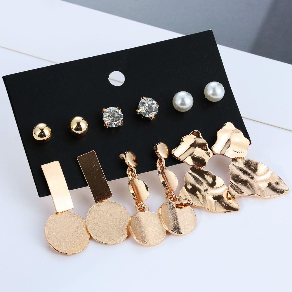 Set 1 / 6 Đôi Bông Tai Xỏ Hạt Ngọc Trai Phong Cách Cổ Điển Thời