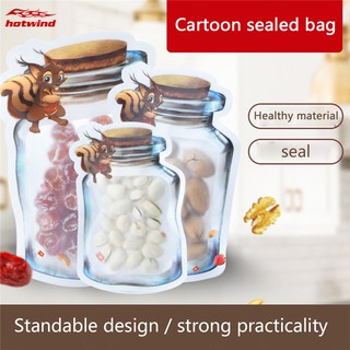 [Hw] Túi đựng chai Mason Jar có thể tái sử dụng Túi đựng thực phẩm Hạt bánh quy kẹo Túi tiết kiệm đồ ăn nhẹ Dây kéo Dụng cụ sắp xếp nhà bếp kín