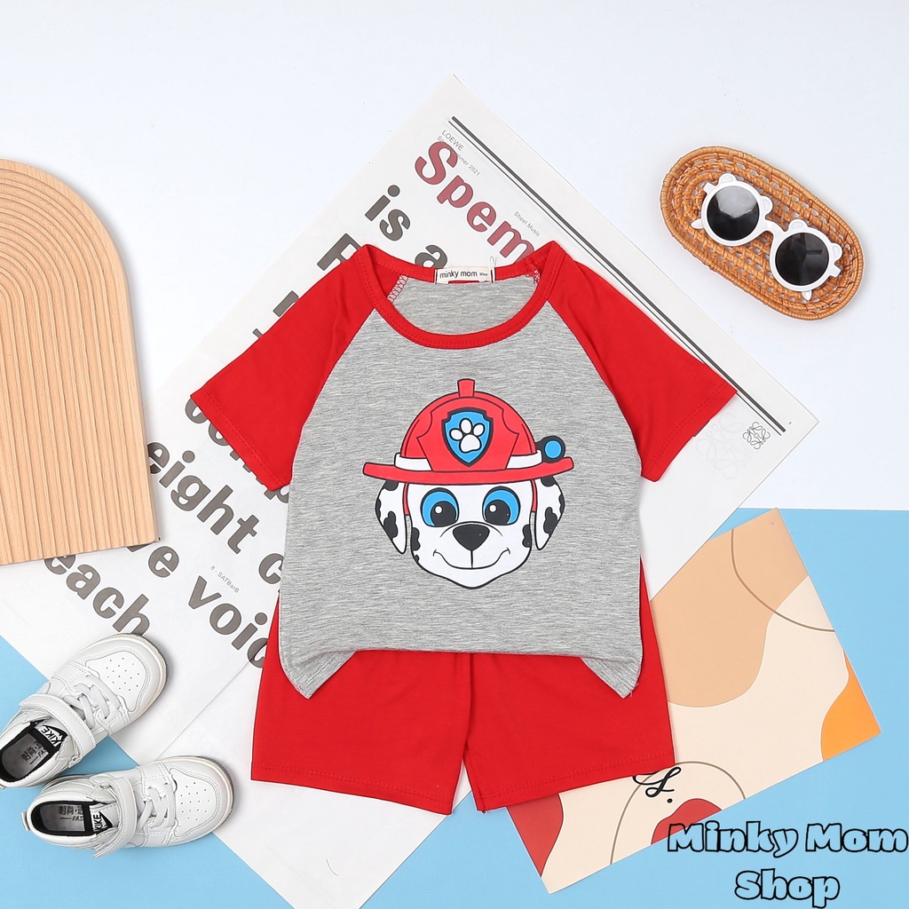 Bộ Cộc Tay MINKY MOM Chó Cứu Hộ  ⚡FREESHIP⚡ Chất Thun Lạnh Cho Bé TraiThoải Mái, Thoáng Mát Ngày Hè
