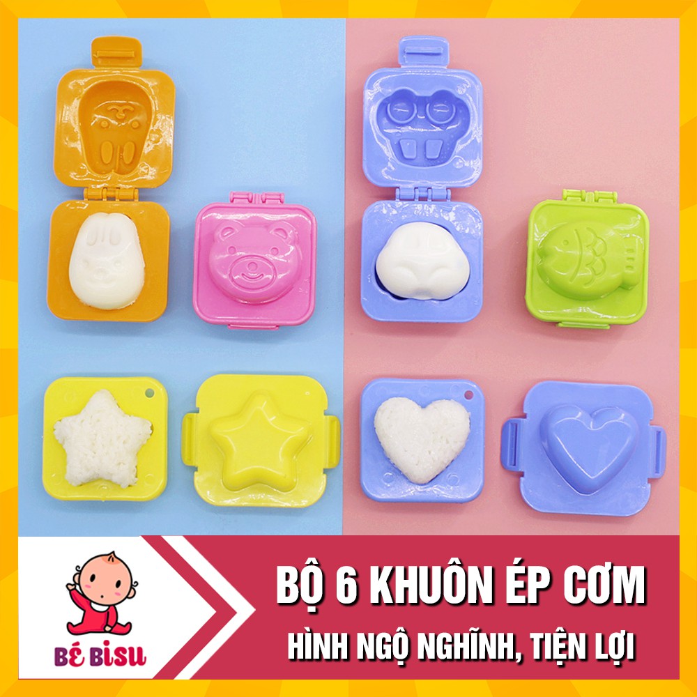 Bộ 6 Khuôn làm cơm bento, ép trứng, ép cơm làm bánh