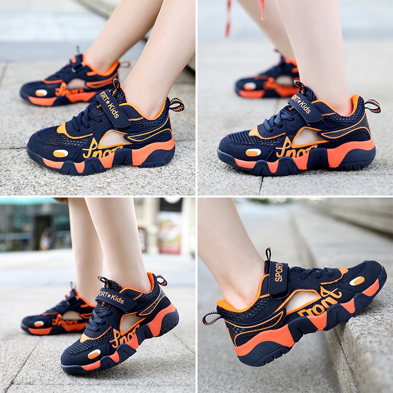 Giày Thể Thao Phối Lưới Thoáng Khí Chống Trượt Thời Trang Mùa Hè Cho Bé Trai Và Bé Gái Với 3 Màu Tùy Chọn 28-38