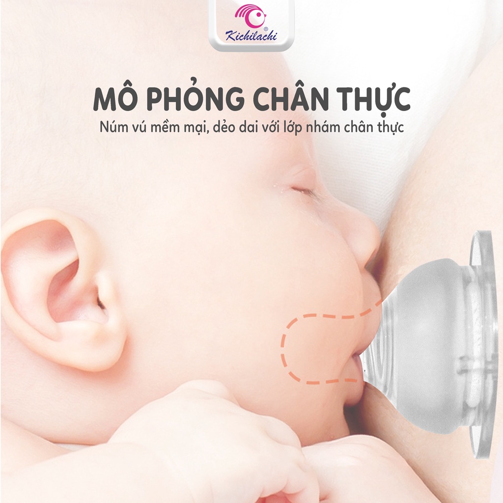 Núm Ti Silicone Kichilachi Siêu Mềm Thông Khí Mô Phỏng Bầu Ty Mẹ