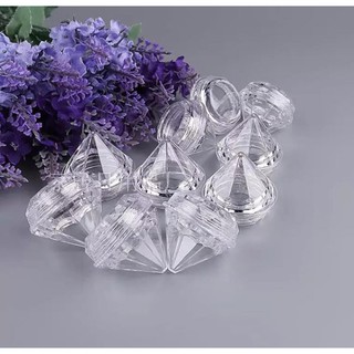 Hũ nhựa trái tim, kim cương đựng son handmade