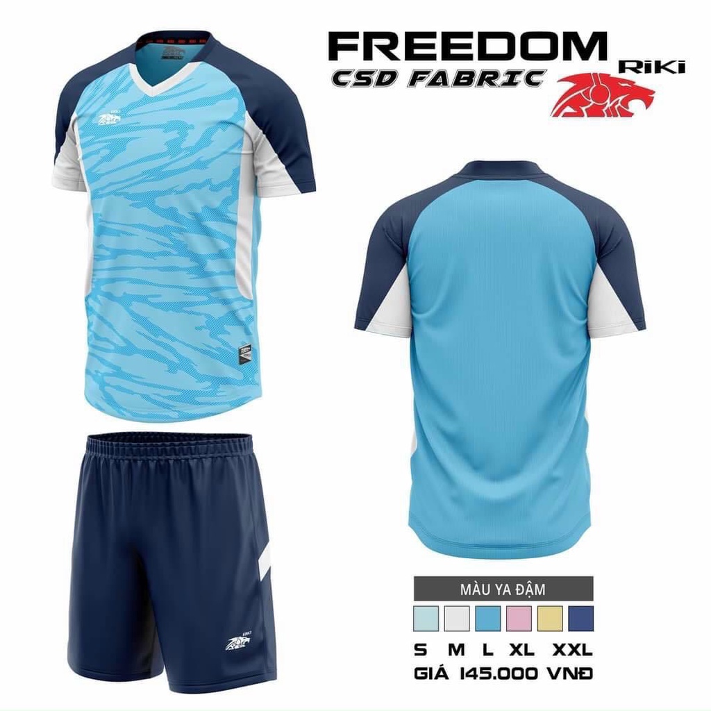 Áo đá bóng, đồ đá banh, quần áo bóng đá, áo không logo Riki FREEDOM - Chất vải cao cấp, bền, thoáng