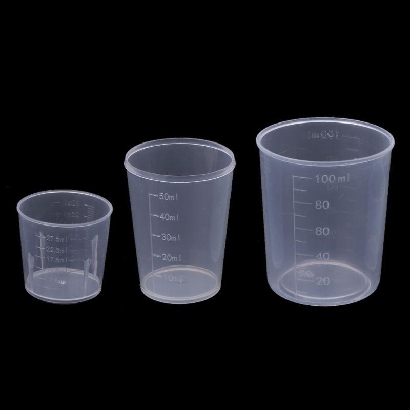 Set 3 cốc đo lường epoxy resin 30 50 100ml bằng nhựa làm trang sức diy