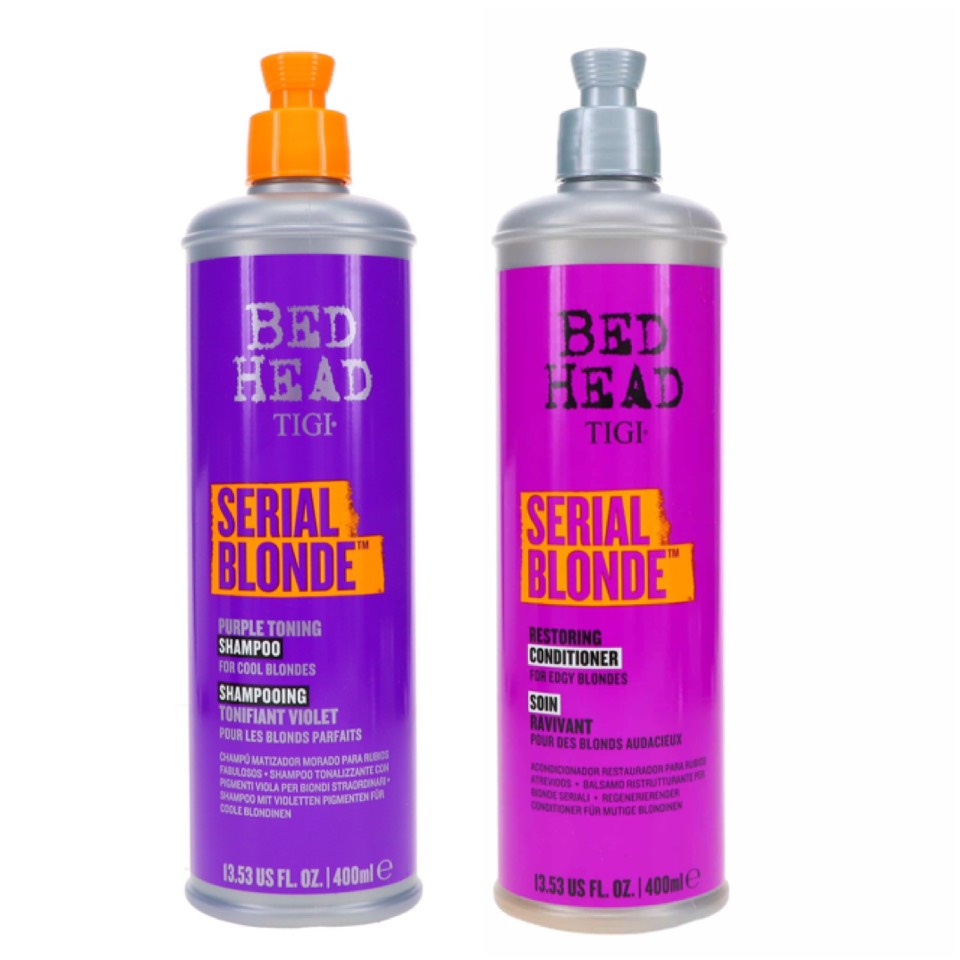 Dầu gội xả Tigi Bed Head Dumb Blonde khử vàng Purple Toning 400mlx2 ( New 2021 )