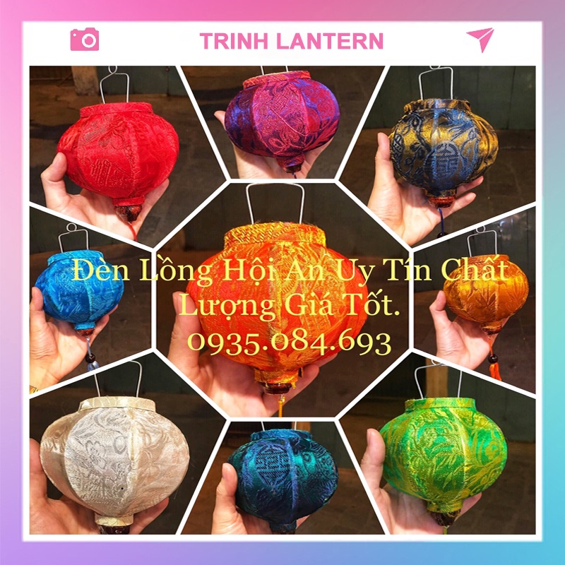 Đèn lồng Hội An mini trang trí tết trung thu cho bé treo ngoài trời chống nước kiểu tròn LTR10