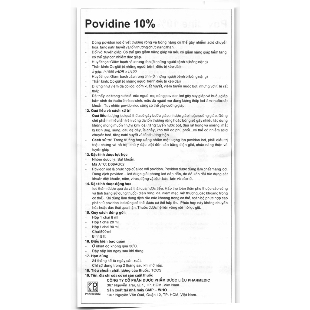 ✅ POVIDINE 10% CHAI 20mL, 90mL, 500mL - Dung dịch sát khuẩn IOD 10%, sát trùng vết thương, khử trùng dụng cụ y tế