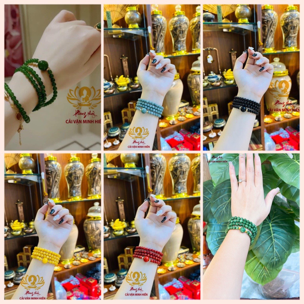 Vòng Tay Đá 108  Mix Charm Hạt  Đủ Màu Đủ Theo Mệnh Tặng Hộp + Dây Sơ Cua Cao Cấp - Quà Tặng Nam Nữ