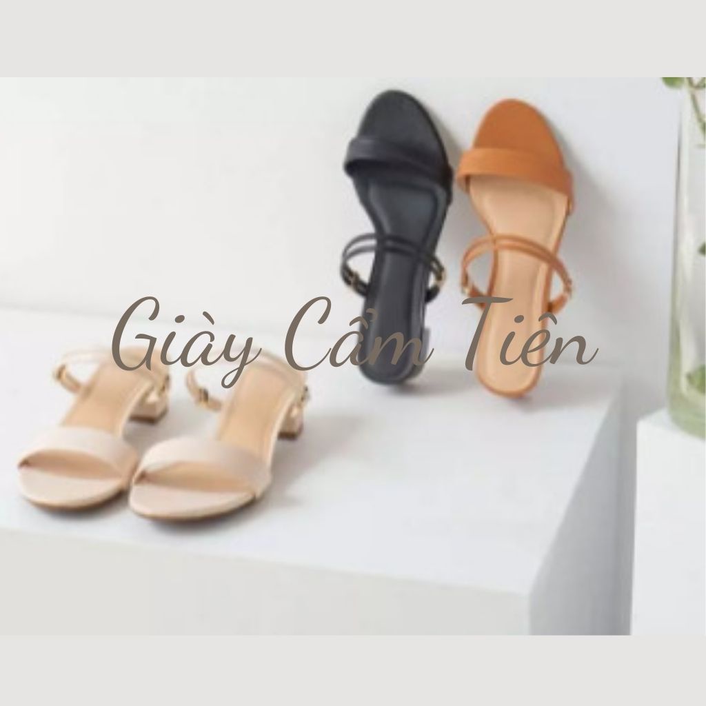 GIÀY CAO GÓT NỮ CẨM TIÊN ĐỄ VUÔNG 3 PHÂN QUAI ĐÍNH KHUYÊN XINH XẮN