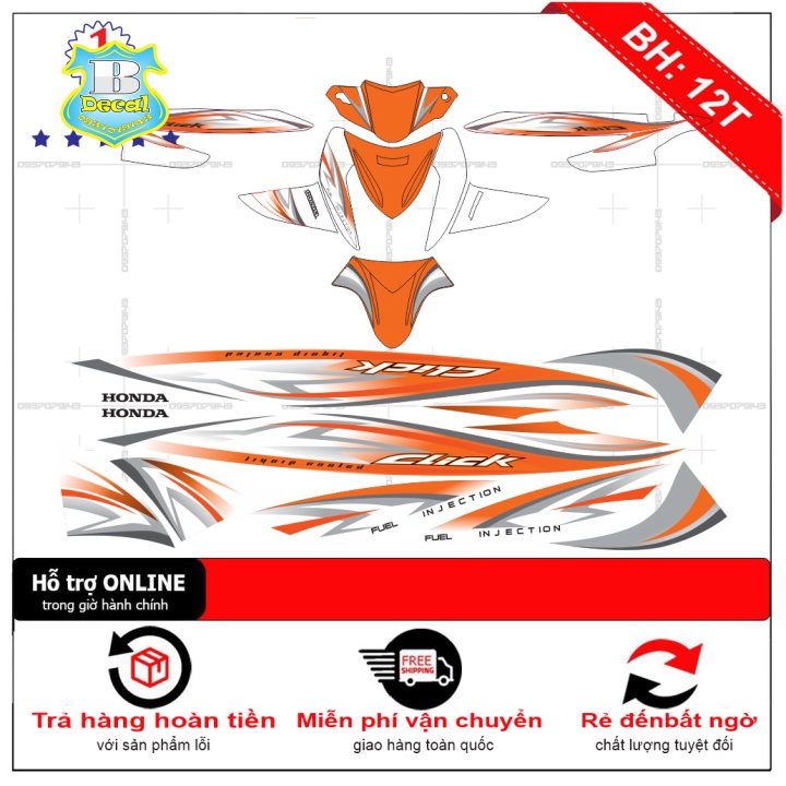 ( Quí khách vui lòng mang ra tiệm cho thợ dán ) Tem Click 110 trắng