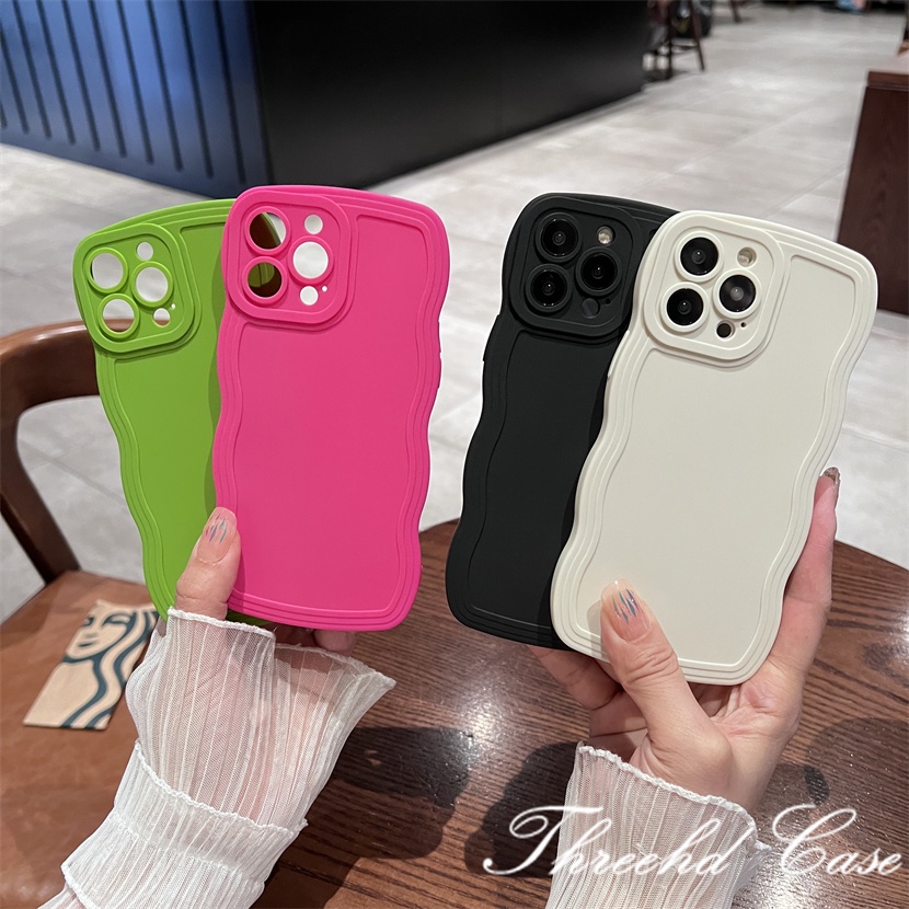 Ốp Điện Thoại Mềm Chống Rơi Họa Tiết Sóng Biển Màu Hồng Đơn Giản Cho iPhone 14 13 12 11 Pro Max SE2020 X Xr Xs Max 8 7Plus