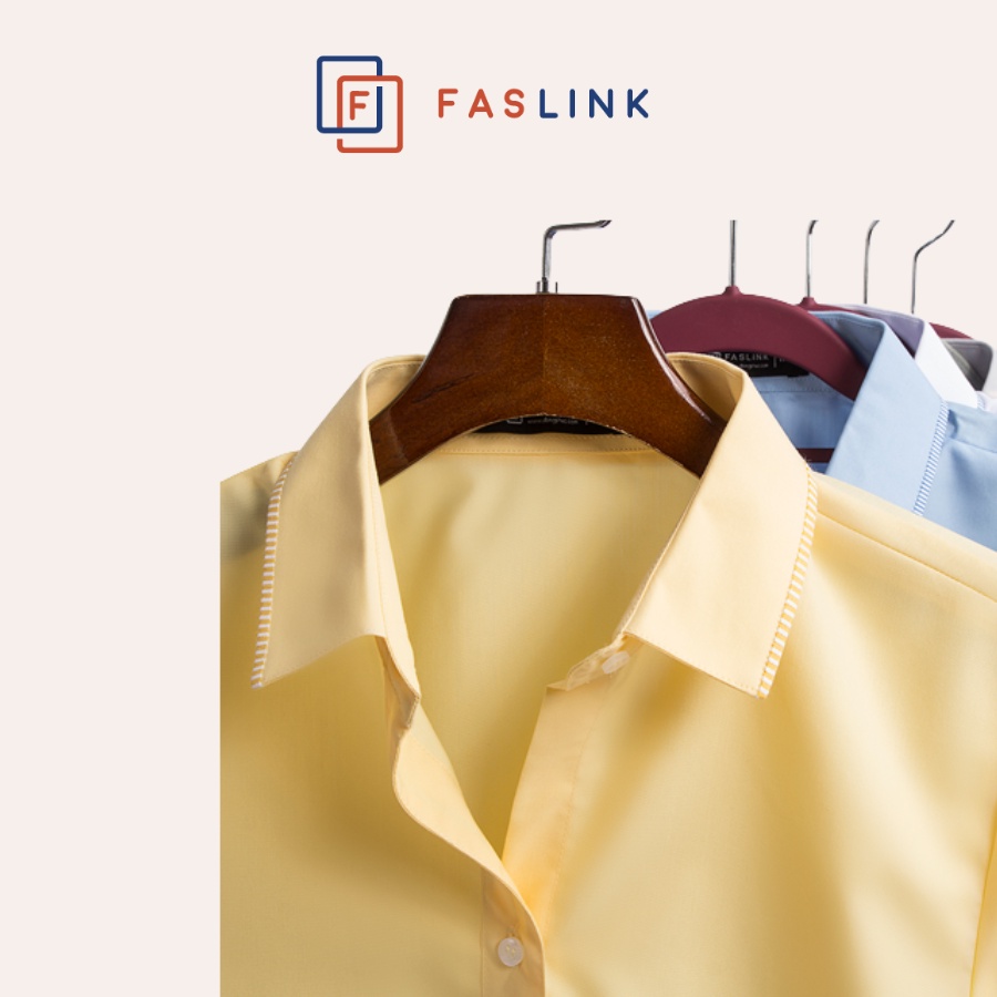 Áo sơ mi Nữ tay dài công sở cao cấp Faslink phối cổ màu vàng