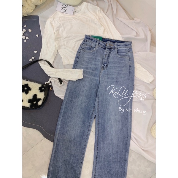 Quần jeans Ống Đứng lai 3 phân dài  96cm Lên dáng chanh xả