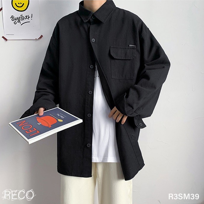 Áo sơ mi nam nữ Hàn Quốc cao cấp dáng rộng dài tay Shirt Loose R3SM39