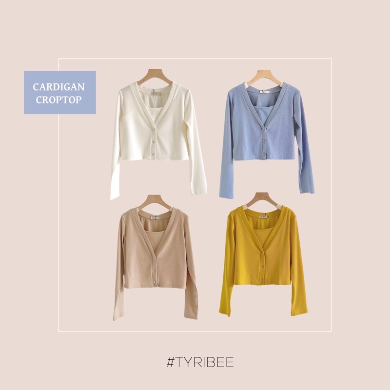 Set áo thun nữ croptop. cardigan tay dài có nút cài vải thun cao cấp nhiều màu - Cardigan Croptop - Tyribee Clothing