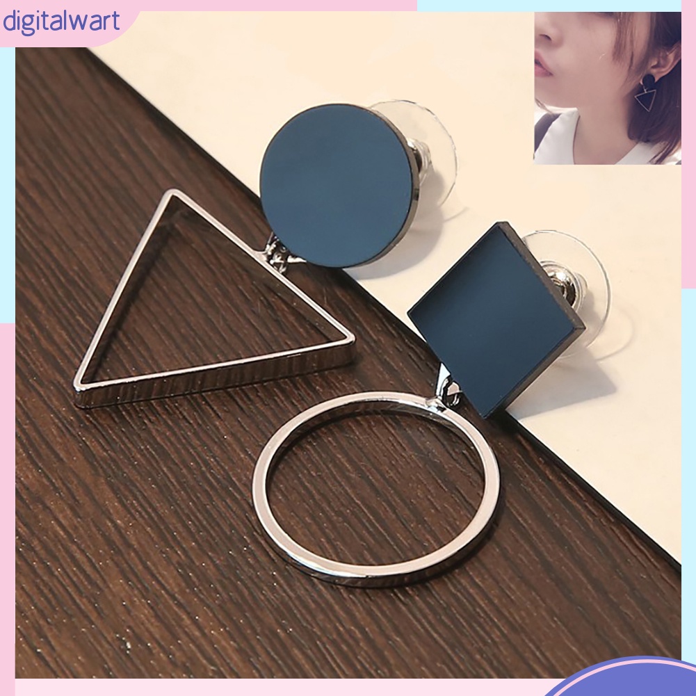 Khuyên tai bất đối xứng mặt hình học sáng tạo dành cho nữ