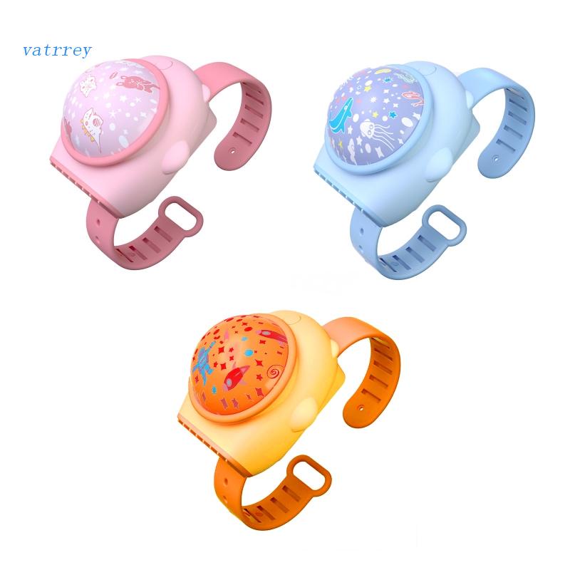 Quạt Điện Đồ Chơi Mini Họa Tiết Hoạt Hình + Đồng Hồ Chiếu Sao + Đèn LED + Vòng Đeo Tay Độc Đáo Cho Bé