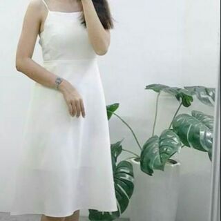 Đầm trắng dây đan hở lưng, đầm maxi hở lưng,  đầm trắng đan lưng thắt dây nơ
