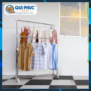 Sào phơi đồ Qui Phúc , Giá phơi quần áo có bánh xe , Cây treo quần áo inox 201 phi 25