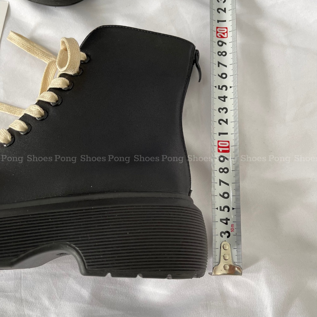 Giày Bốt Martin cổ thấp, khoá kéo Phong Cách Retro PongShoes mã 1316