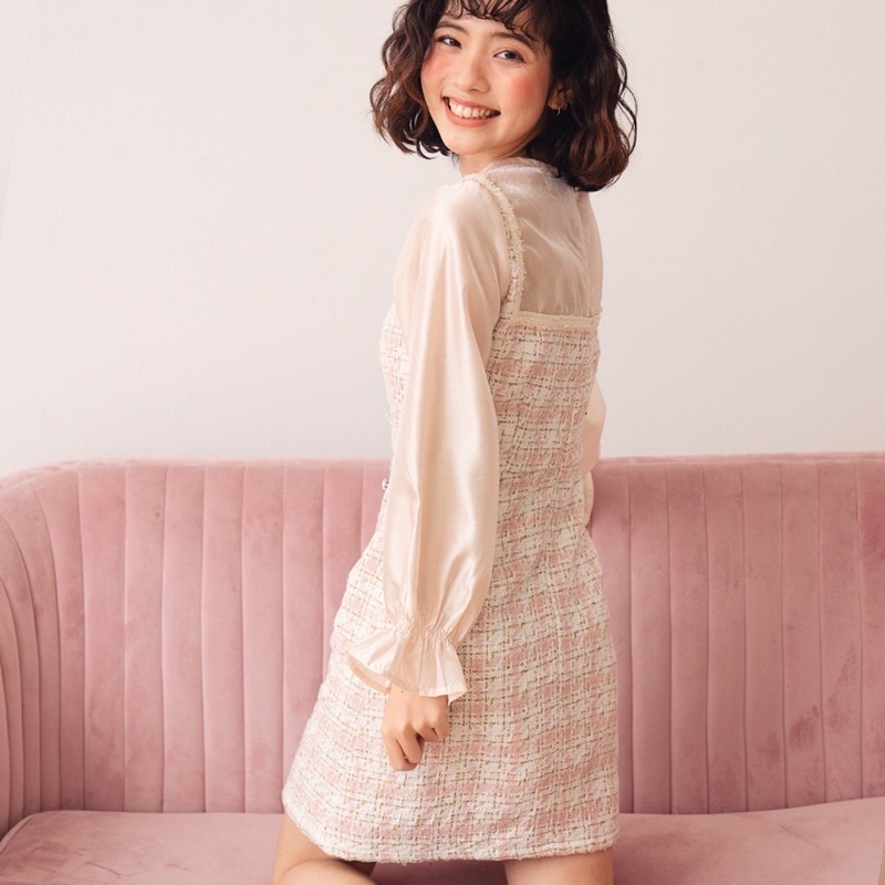 Thanh lý váy dạ tweed phối organza bleubird size XS