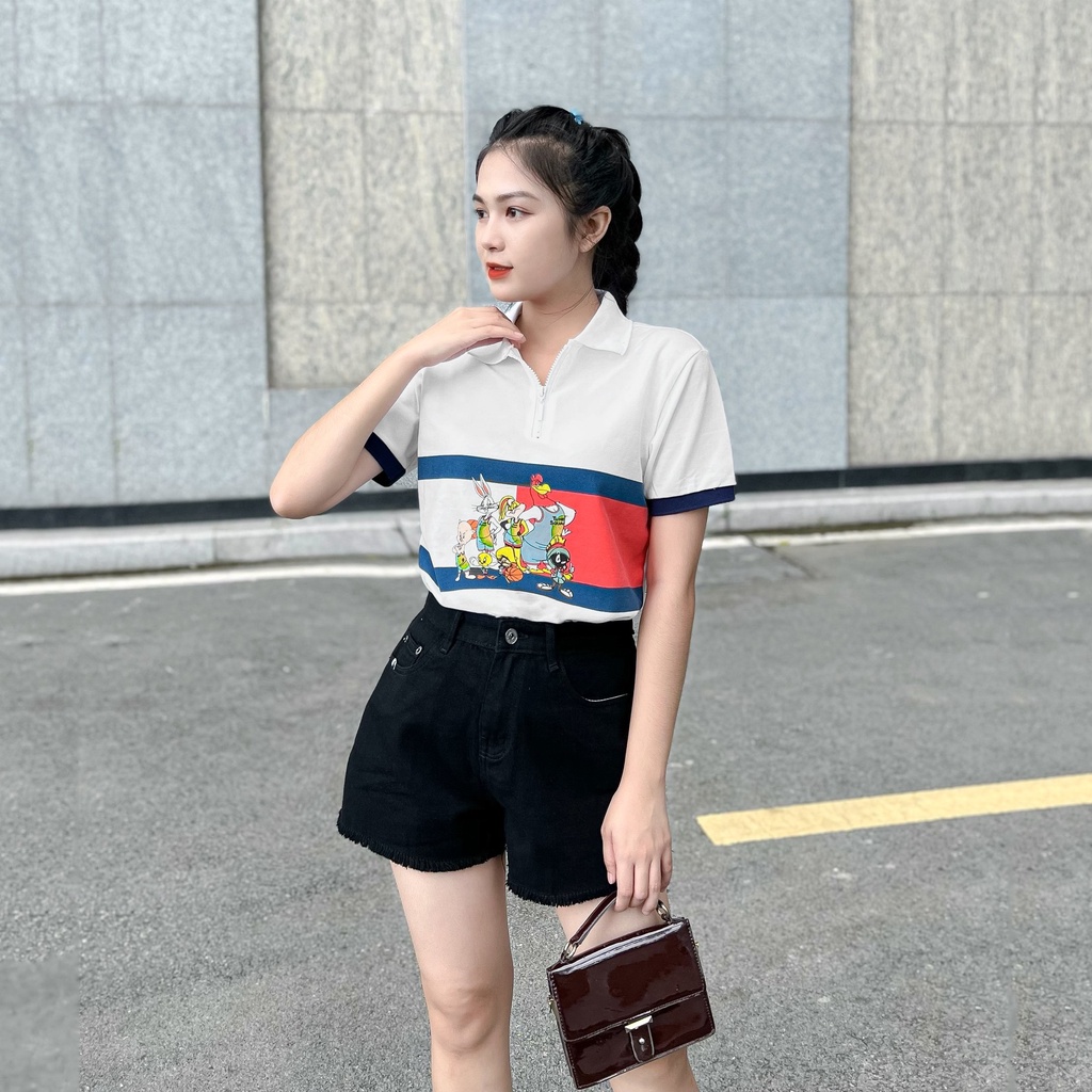 Áo Polo Cổ Dây Kéo Tom.my Hàng Xuất Xịn,Chất Thun Mềm Mịn