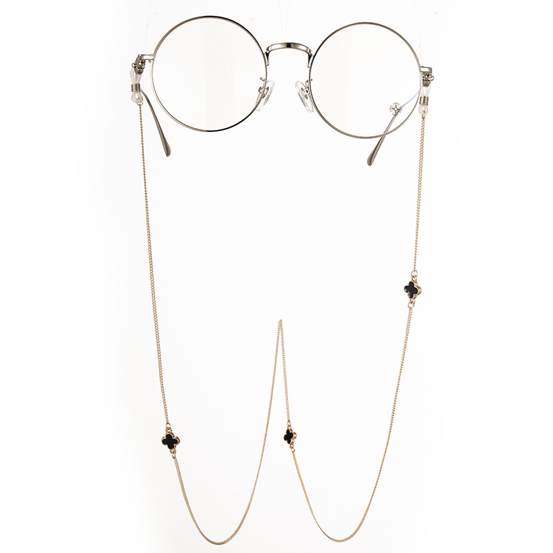 Chain glasses dây kiếng cỏ bốn lá đen may mắn handmade thông minh dây đeo khẩu trang tai nghe airpod sáng tạo