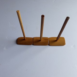 Bộ 10 chân đế đơn mộc bóng (chưa có chuồn chuồn tre)
