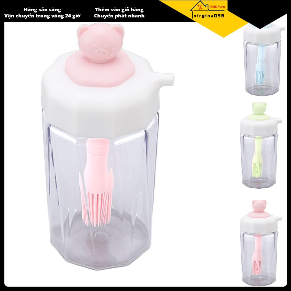 Virgina056 Bộ phân phối dầu được tích hợp trong bàn chải Thiết kế đẩy Chai silicon mục đích kép cho nhà bếp gia đình