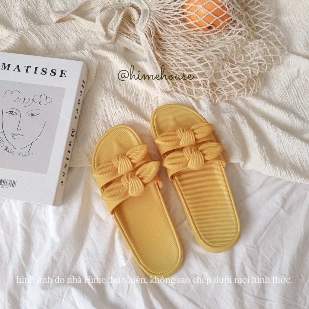 Dép nhựa quai ngang nơ phong cách hàn quốc thích hợp đi mưa, đi biển, đi dạo