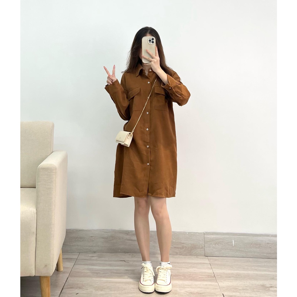 Đầm suông nhung tăm túi hộp hàng quảng châu Miho house