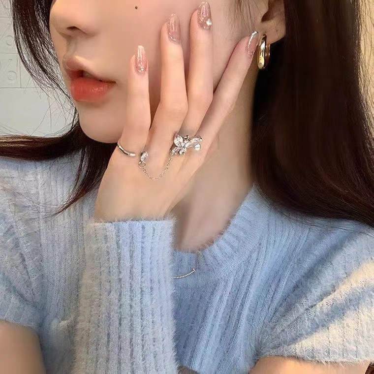 Nhẫn Hình Bướm Đính Ngọc Trai Thời Trang Dành Cho Nữ