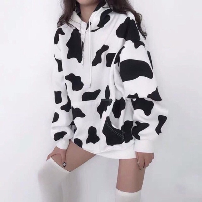 Áo Hoodie Nỉ Ngoại Bò Sữa KNN19 Form rộng (Freesize Dưới 75kg)  Áo hoodie loang bò sữa - Áo nỉ có nón | BigBuy360 - bigbuy360.vn