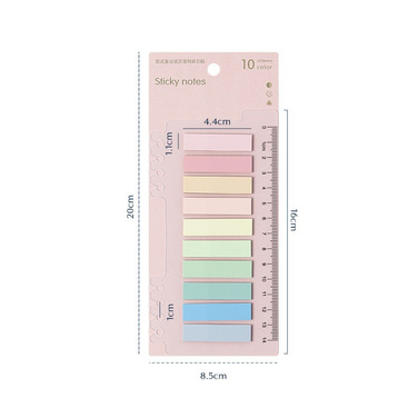 Decorme Giấy nhớ ghi chú sticky note Marker kèm THƯỚC phân trang gắn sổ còng ( 10 màu x 20pc)