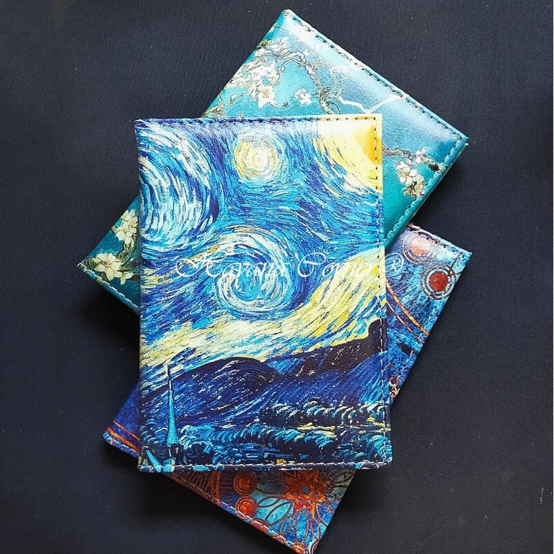 [VIDEO THẬT] Bao da bọc hộ chiếu, ví passport cover Starry Night Van Gogh