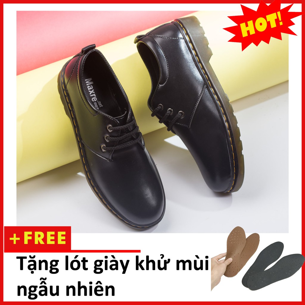 [Có Video Thật] Giày Boot Nam Ngắn Cổ Da Trơn Đen Đế Có Khâu Chắc Chắn - M353-DEN (L)