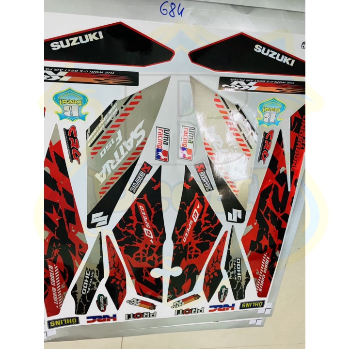 ( Quí khách vui lòng mang ra tiệm cho thợ dán ) Tem Satria fi báo đốm chất liệu candy cao cấp