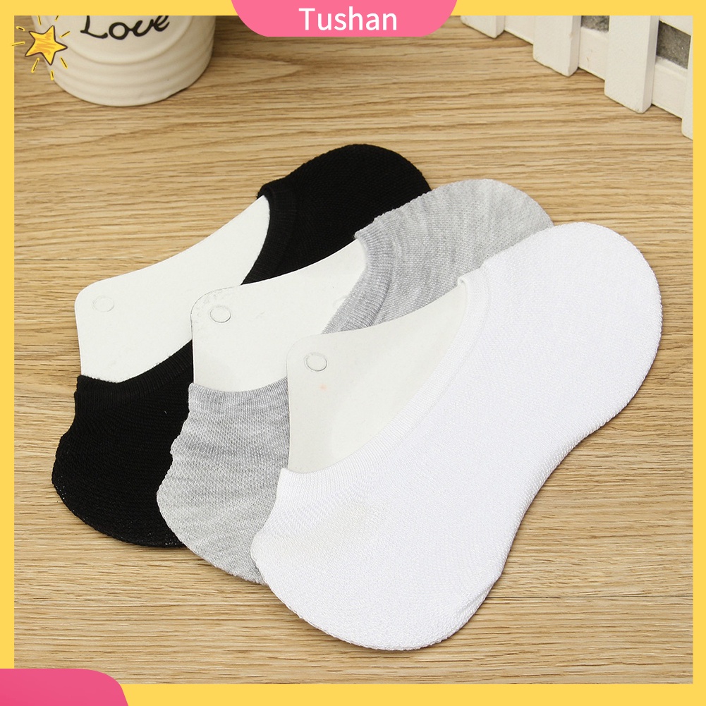 Set 10 đôi tất chống trượt vô hình cổ thấp bằng cotton cho nam