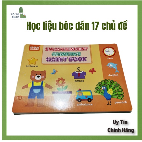 Học liệu bóc dán Montessory cho bé, học liệu busy book bóc dán thông minh 17 chủ đề, Sách bóc dán tiếng Anh